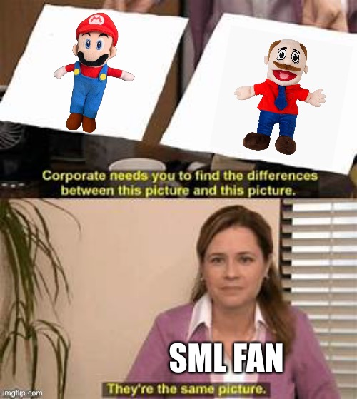 Sml Mario/Marvin difference | SML FAN | image tagged in they re the same picture | made w/ Imgflip meme maker