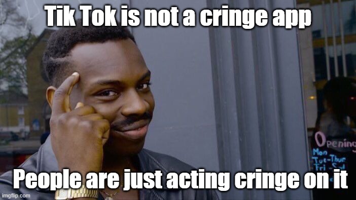 Facts | Tik Tok is not a cringe app; People are just acting cringe on it | image tagged in memes,roll safe think about it | made w/ Imgflip meme maker