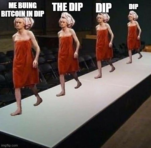 crypto | THE DIP; ME BUING BITCOIN IN DIP; DIP; DIP | image tagged in funny memes,cryptocurrency,bitcoin | made w/ Imgflip meme maker