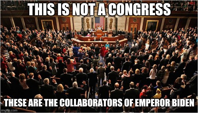 Taxation without representation | THIS IS NOT A CONGRESS; THESE ARE THE COLLABORATORS OF EMPEROR BIDEN | image tagged in congress,taxation without representation,impeach emperor biden,impeach congress,traitors,globalist scum | made w/ Imgflip meme maker