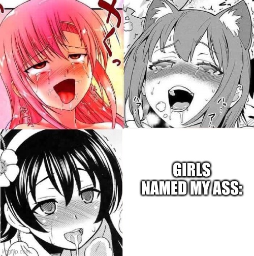 Hentai Faces | GIRLS NAMED MY ASS: | image tagged in hentai faces | made w/ Imgflip meme maker