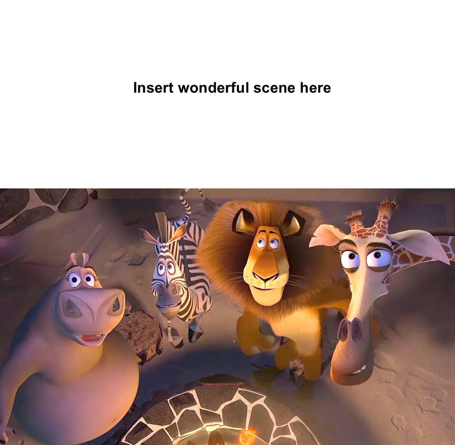 High Quality Alex, Marty, Melman, and Gloria looking at Blank Meme Template