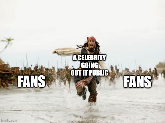 free fruit punch | A CELEBRITY GOING OUT IT PUBLIC; FANS; FANS | image tagged in memes,jack sparrow being chased | made w/ Imgflip meme maker