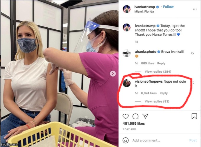 Ivanka Trump vaccinated | image tagged in ivanka trump vaccinated | made w/ Imgflip meme maker