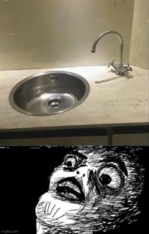 Kitchen sink | image tagged in memes,gasp rage face,sink,you had one job,kitchen,design fails | made w/ Imgflip meme maker