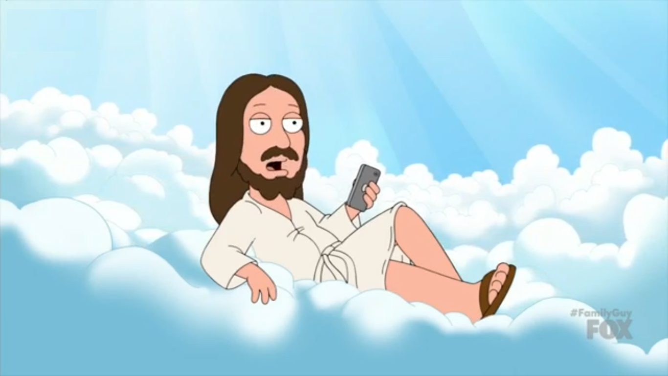 JESUS SAW SOMETHING ON FACEBOOK CELL PHONE Blank Meme Template