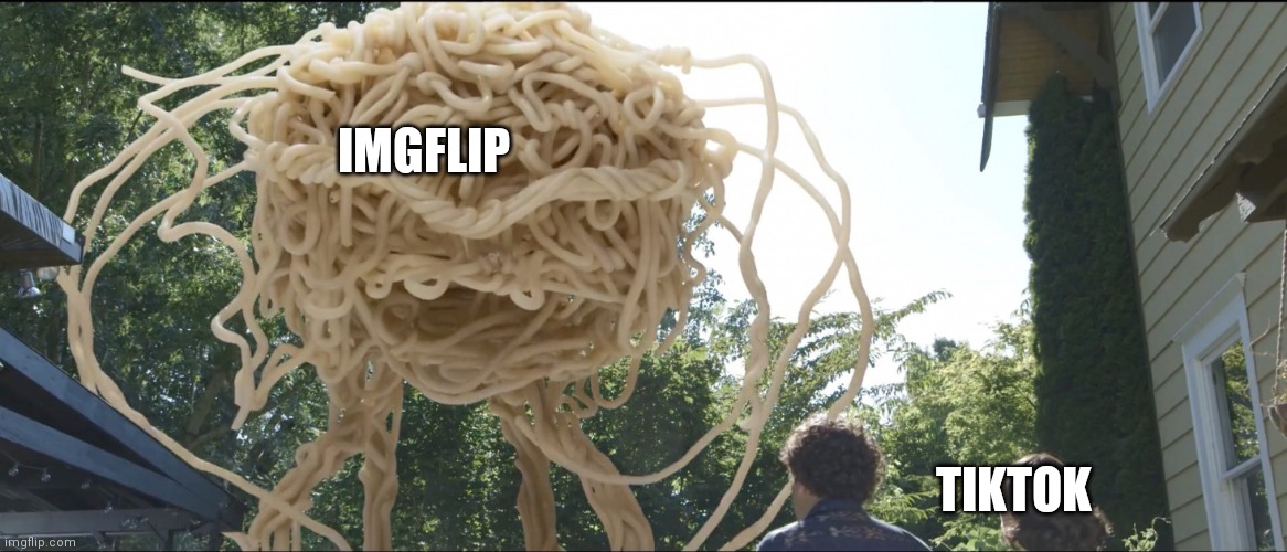 Noodle monster | IMGFLIP; TIKTOK | image tagged in noodle monster | made w/ Imgflip meme maker