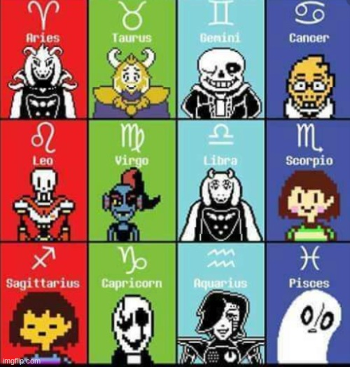 image tagged in zodiac,undertale,zodiac sign | made w/ Imgflip meme maker