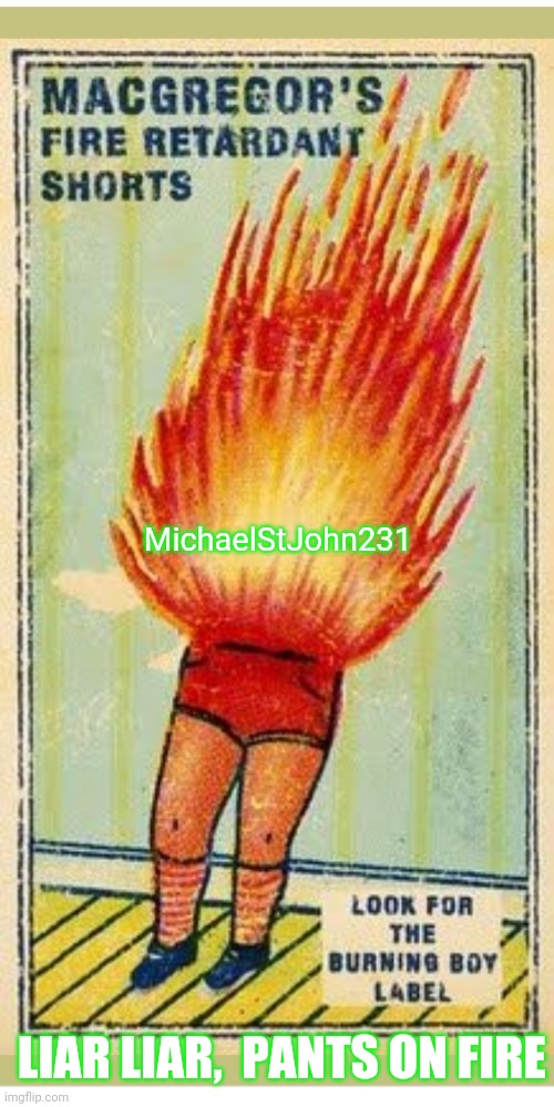 MichaelStJohn231 LIAR LIAR,  PANTS ON FIRE | made w/ Imgflip meme maker