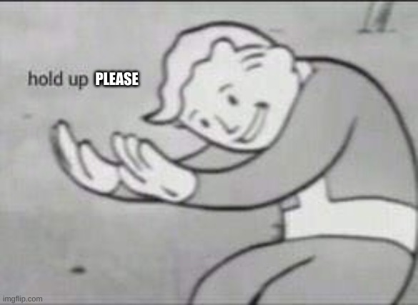 Fallout Hold Up | PLEASE | image tagged in fallout hold up | made w/ Imgflip meme maker