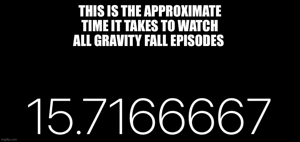 Definitely not foreshadowing what I’m going to watch this week | THIS IS THE APPROXIMATE TIME IT TAKES TO WATCH ALL GRAVITY FALL EPISODES | made w/ Imgflip meme maker