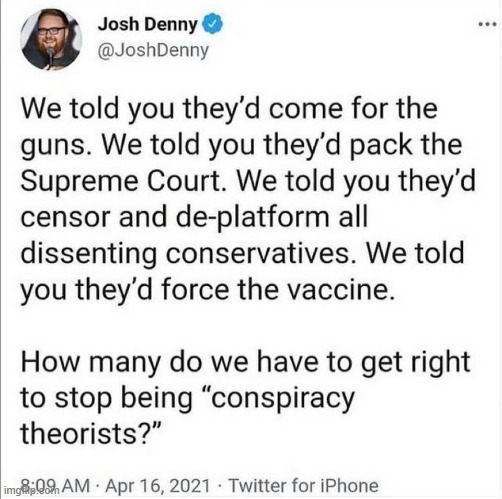 Conspiracy Factualists | image tagged in leftists are today's nazis,leftists think everything is racist,leftists are genociding themselves via covid vaccine | made w/ Imgflip meme maker