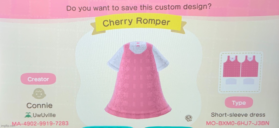 In case y’all ACNH players wanted it here’s a cherry romper :’ | made w/ Imgflip meme maker