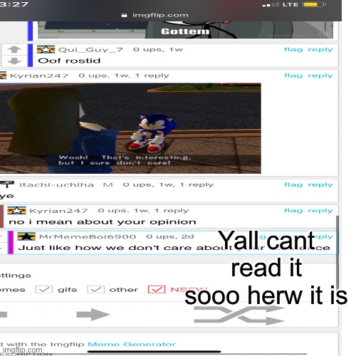 Yall cant read it sooo here it is | made w/ Imgflip meme maker