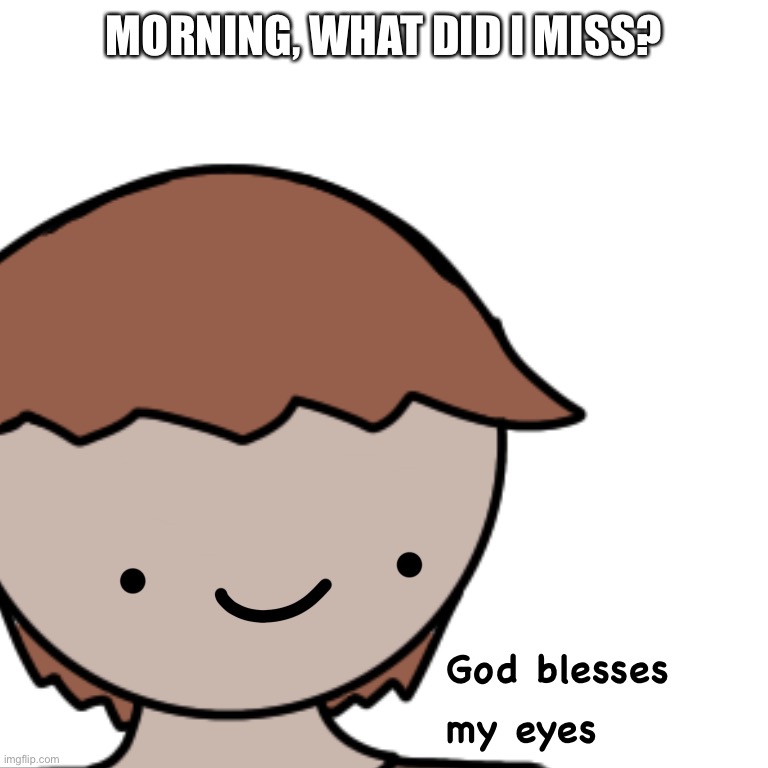 God blesses my eyes | MORNING, WHAT DID I MISS? | image tagged in god blesses my eyes | made w/ Imgflip meme maker