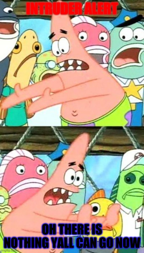 Put It Somewhere Else Patrick Meme | INTRUDER ALERT; OH THERE IS NOTHING YALL CAN GO NOW | image tagged in memes,patrick,intruder alert | made w/ Imgflip meme maker