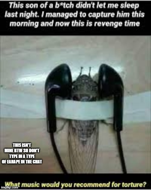 revenge time | THIS ISN'T MINE BTW SO DON'T TYPE IN A TYPE OF EARAPE IN THE CHAT | image tagged in mosquito | made w/ Imgflip meme maker
