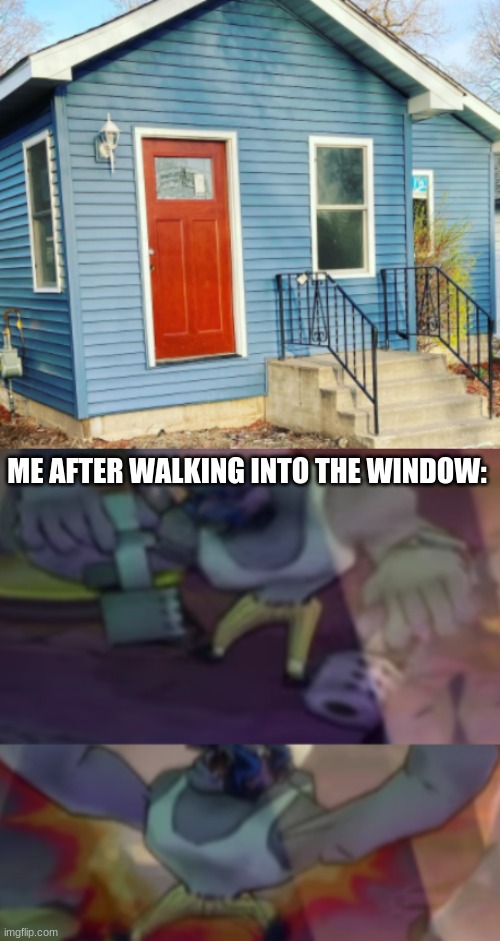 Sorry stairs! Their permanently high! | ME AFTER WALKING INTO THE WINDOW: | image tagged in muggshot owie | made w/ Imgflip meme maker