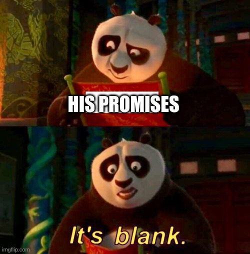Kung Fu Panda “It’s Blank” | HIS PROMISES | image tagged in kung fu panda it s blank | made w/ Imgflip meme maker