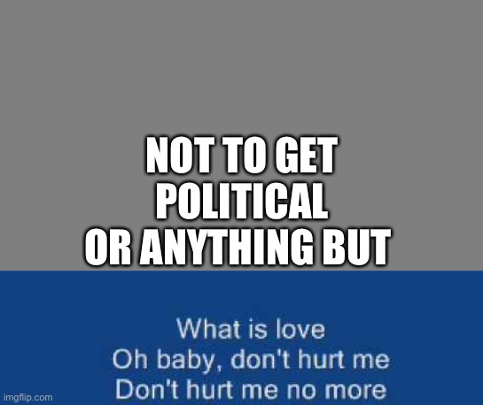 NOT TO GET POLITICAL OR ANYTHING BUT | image tagged in blank grey | made w/ Imgflip meme maker