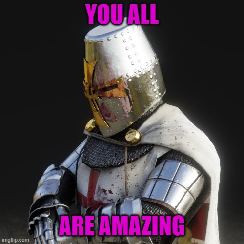 *wholesome crusader noises* | YOU ALL; ARE AMAZING | image tagged in paladin | made w/ Imgflip meme maker