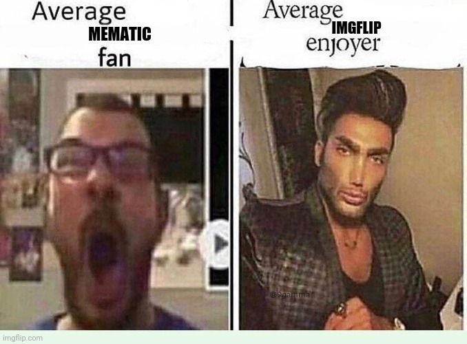 Average *BLANK* Fan VS Average *BLANK* Enjoyer | IMGFLIP; MEMATIC | image tagged in average blank fan vs average blank enjoyer | made w/ Imgflip meme maker