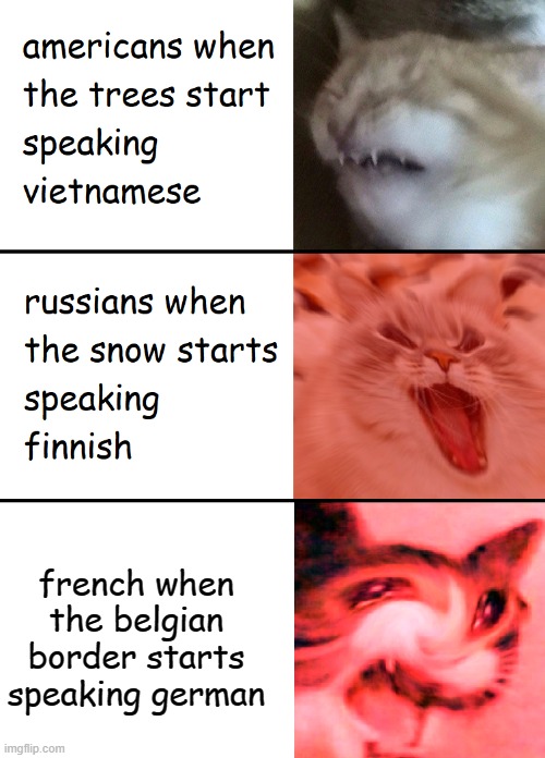 a remake of this | french when the belgian border starts speaking german | image tagged in when the trees start speaking | made w/ Imgflip meme maker