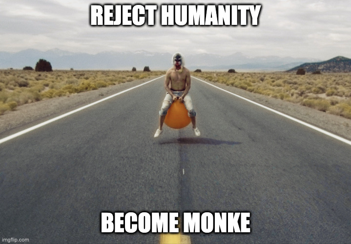 RejectHumanityBecomeMonkeonSpaceball | REJECT HUMANITY; BECOME MONKE | image tagged in orang utan,music,whosyourlove,ultra records | made w/ Imgflip meme maker