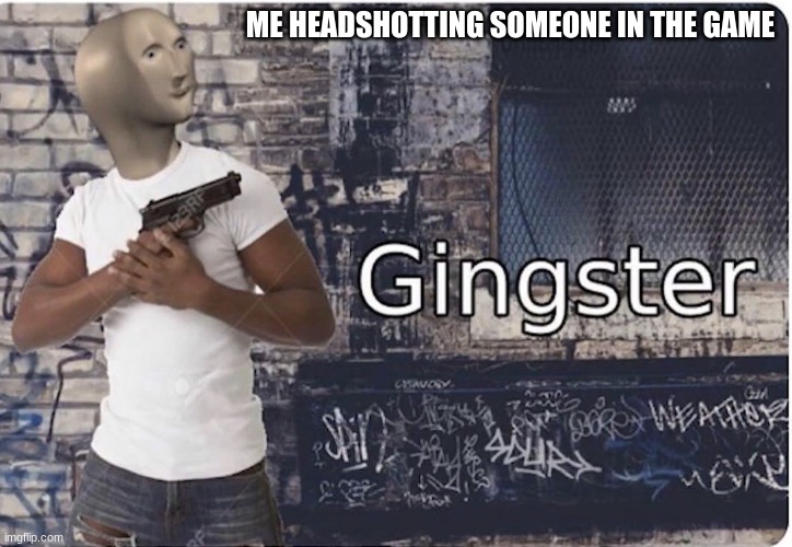 Da hood | ME HEADSHOTTING SOMEONE IN THE GAME | image tagged in ginster | made w/ Imgflip meme maker