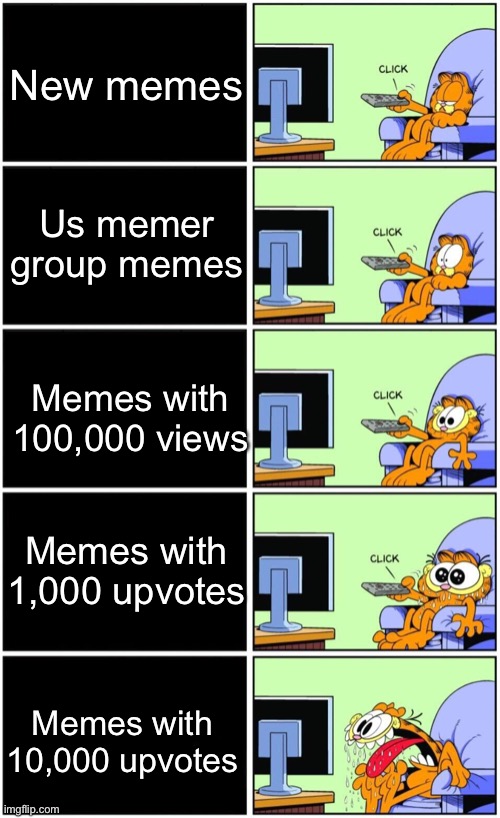Garfield reaction | New memes; Us memer group memes; Memes with 100,000 views; Memes with 1,000 upvotes; Memes with 10,000 upvotes | image tagged in garfield reaction | made w/ Imgflip meme maker
