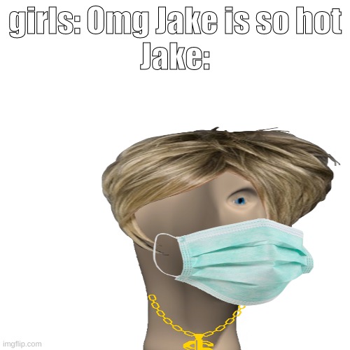 Jake | girls: Omg Jake is so hot
Jake: | image tagged in jake | made w/ Imgflip meme maker