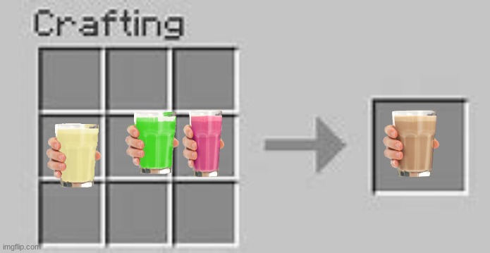 never gonna milk you up | image tagged in minecraft crafting | made w/ Imgflip meme maker