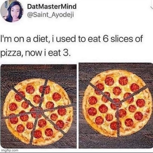 Im going on a diet too... | image tagged in diet,lol,pizza,memes,twitter,slice | made w/ Imgflip meme maker