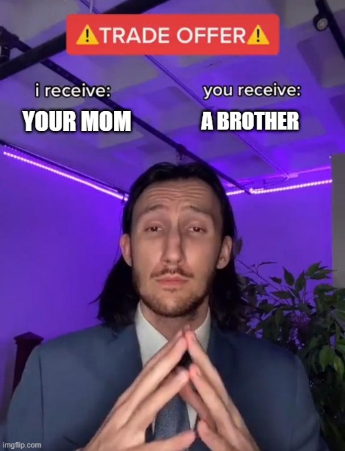 Trade Offer | A BROTHER; YOUR MOM | image tagged in trade offer | made w/ Imgflip meme maker