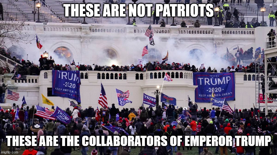 THESE ARE NOT PATRIOTS THESE ARE THE COLLABORATORS OF EMPEROR TRUMP | made w/ Imgflip meme maker