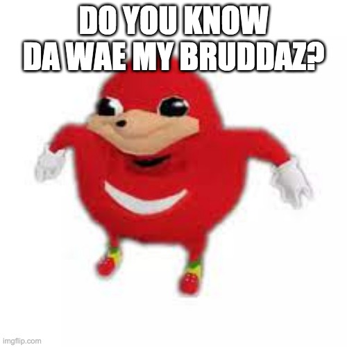 Da wae | DO YOU KNOW DA WAE MY BRUDDAZ? | image tagged in ugandan knuckles | made w/ Imgflip meme maker