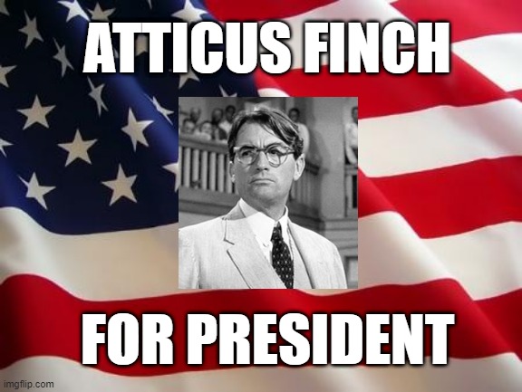 American flag | ATTICUS FINCH; FOR PRESIDENT | image tagged in american flag | made w/ Imgflip meme maker