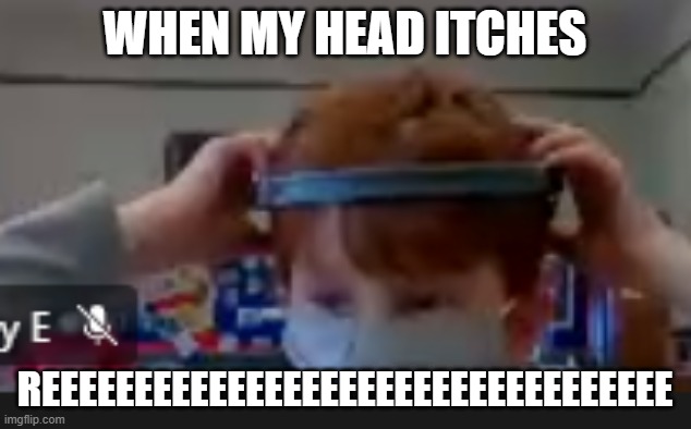 Itch in teams meeting | WHEN MY HEAD ITCHES; REEEEEEEEEEEEEEEEEEEEEEEEEEEEEEEEEE | image tagged in school | made w/ Imgflip meme maker