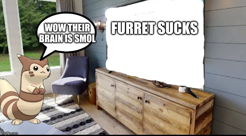 Furret Watching TV | WOW THEIR BRAIN IS SMOL; FURRET SUCKS | image tagged in furret watching tv | made w/ Imgflip meme maker