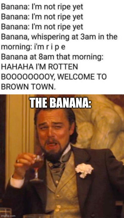 This is so true lol | THE BANANA: | image tagged in laughing leo,funny,bananas,so true memes,food | made w/ Imgflip meme maker