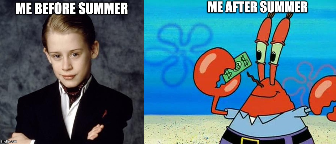 right now I have a terrible sunburn lol | ME AFTER SUMMER; ME BEFORE SUMMER | image tagged in sunburn,memes,lol,funny memes | made w/ Imgflip meme maker