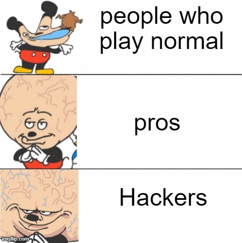 Expanding Brain Mokey | people who play normal; pros; Hackers | image tagged in expanding brain mokey | made w/ Imgflip meme maker