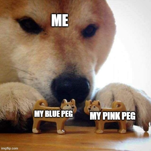 Game of life meme | ME; MY BLUE PEG; MY PINK PEG | image tagged in dog now kiss | made w/ Imgflip meme maker