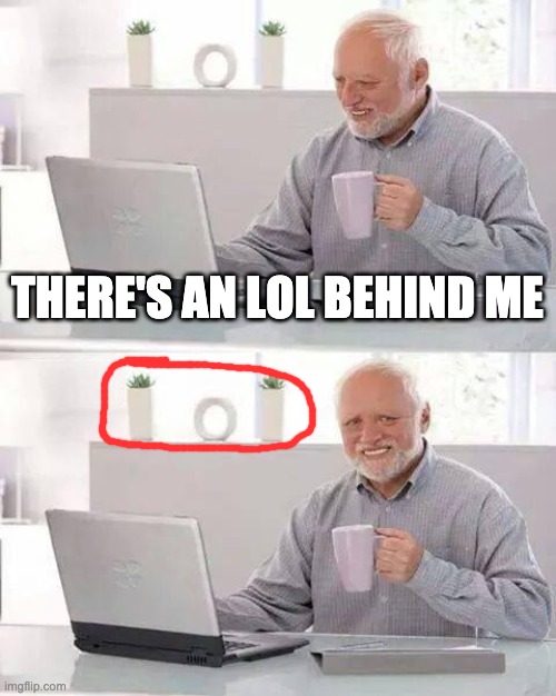 ._. | THERE'S AN LOL BEHIND ME | image tagged in memes,hide the pain harold | made w/ Imgflip meme maker