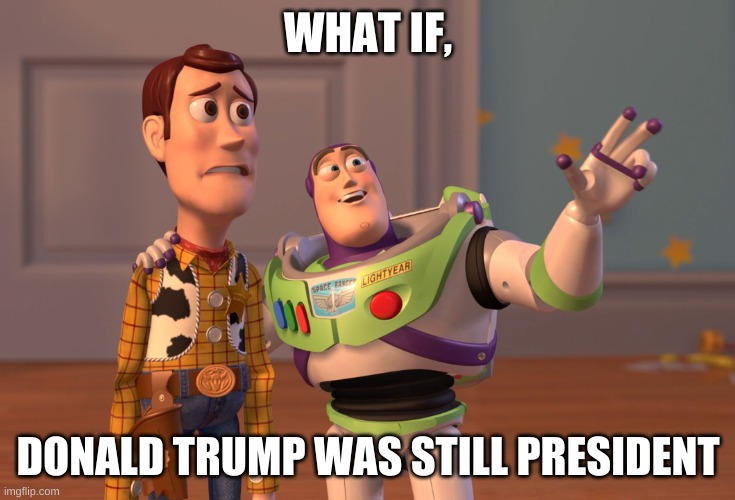 X, X Everywhere | WHAT IF, DONALD TRUMP WAS STILL PRESIDENT | image tagged in memes,x x everywhere | made w/ Imgflip meme maker