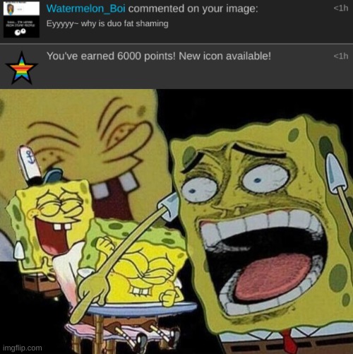 image tagged in nice,spongebob laughing hysterically | made w/ Imgflip meme maker