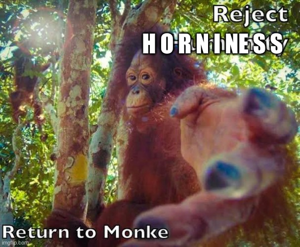 Return to monke | H O R N I NE S S | image tagged in return to monke | made w/ Imgflip meme maker