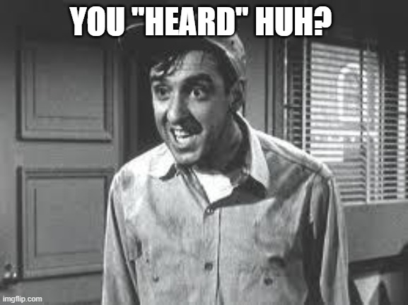 Gomer Pyle | YOU "HEARD" HUH? | image tagged in gomer pyle | made w/ Imgflip meme maker