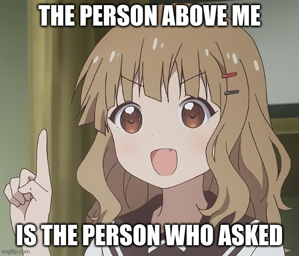 The person above me | THE PERSON ABOVE ME; IS THE PERSON WHO ASKED | image tagged in the person above me | made w/ Imgflip meme maker