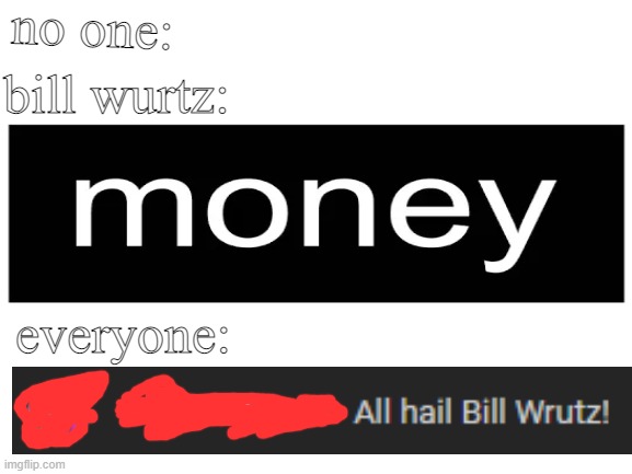 bill wurtz is god |  bill wurtz:; no one:; everyone: | image tagged in blank white template | made w/ Imgflip meme maker